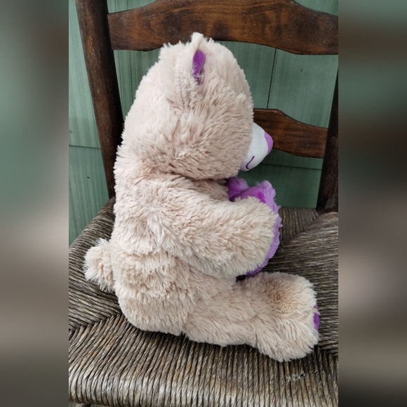 Goffa Teddy Bear with Purple Heart 12" Kelly Toy Sitting Valentine Plush Stuffie - Picture 5 of 16